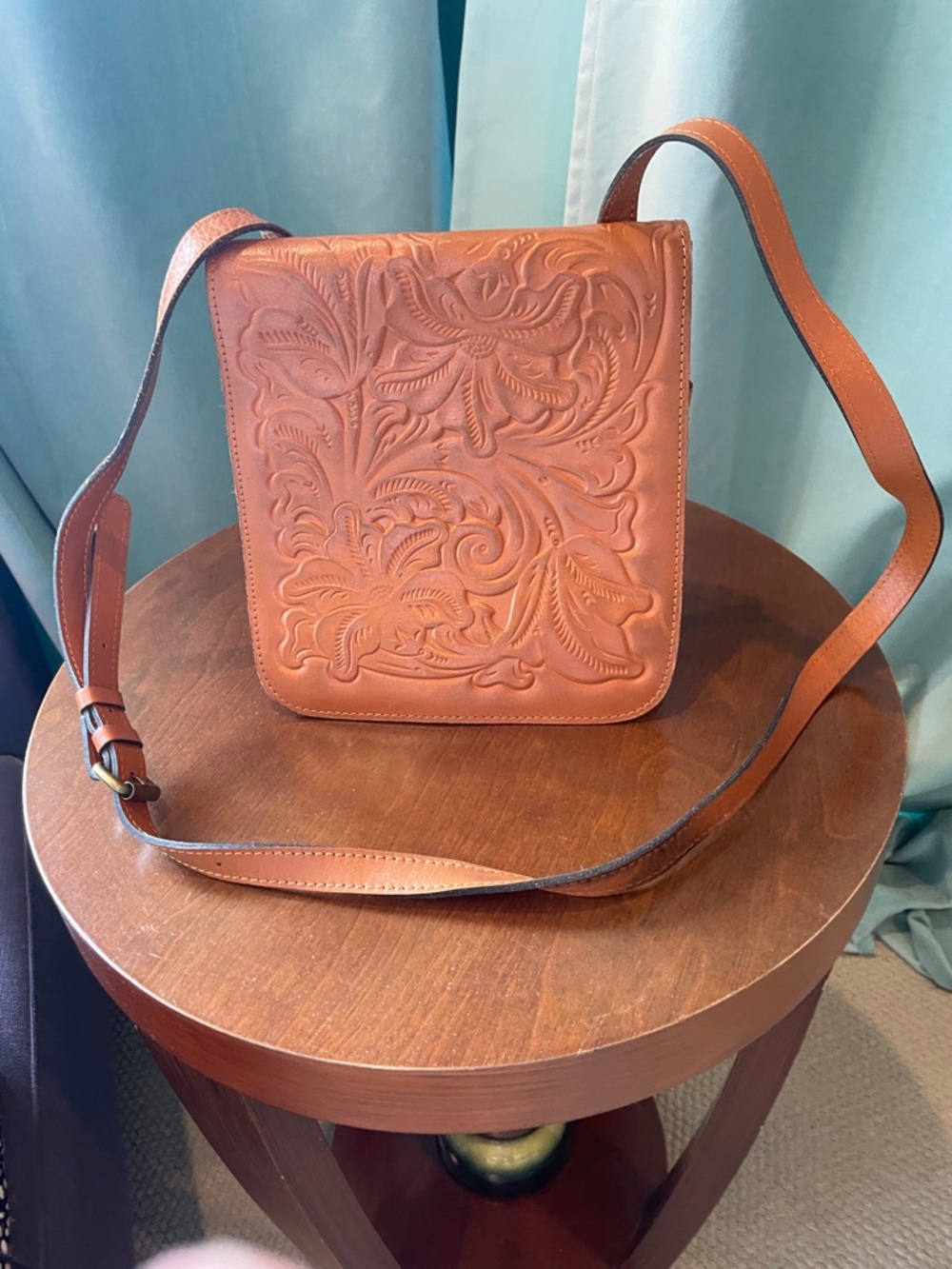 Patricia Nash Tooled Leather Floral Crossbody Bag - Warm Tan
